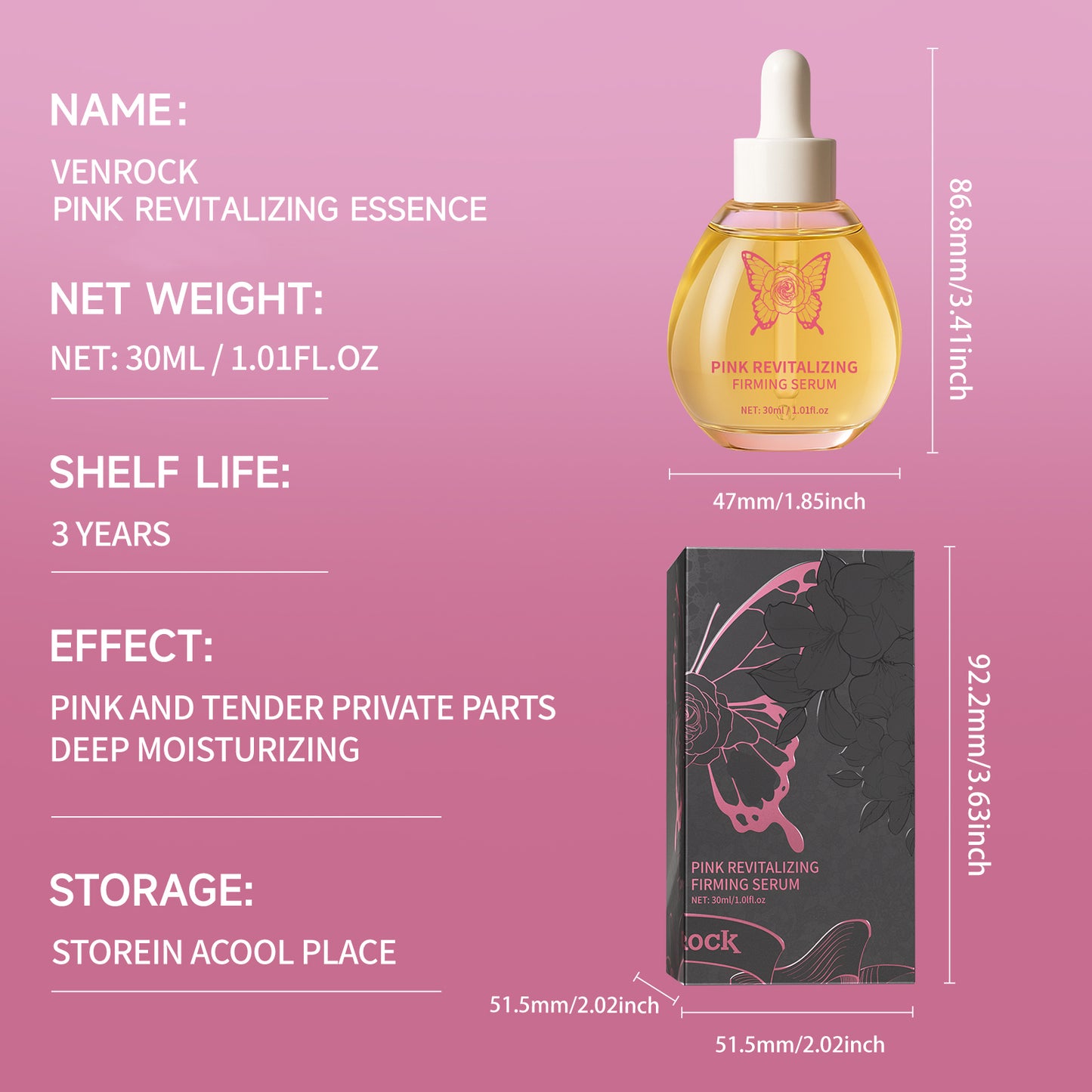 VENROCK Pink Firming Essence - Anti-Aging Lifting Serum for Sculpted & Youthful Skin