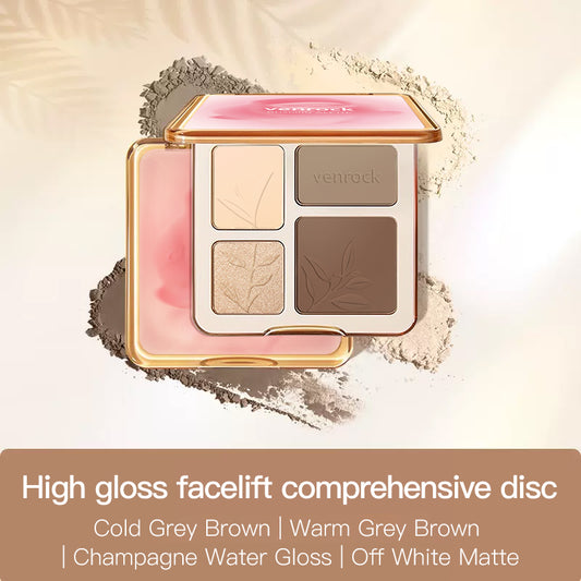 Four‑color Shimmering Contour Palette ✦ All‑in‑1 Contour Highlight Bronzer ✦ Silky Blendable Long‑Lasting Makeup Palette