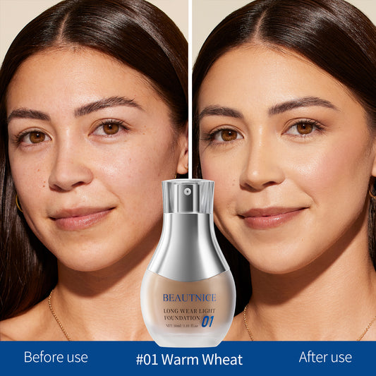 BEAUTNICE Long Wear Light Foundation - Flawless, Breathable Full Coverage Makeup (#01 & #02)