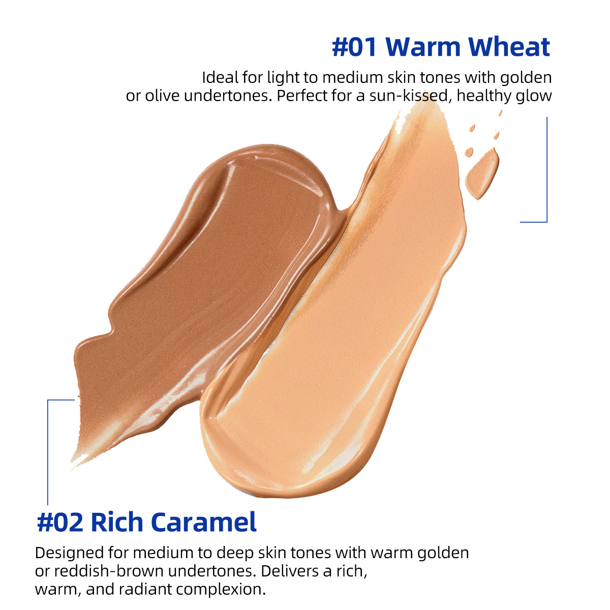 BEAUTNICE Long Wear Light Foundation - Flawless, Breathable Full Coverage Makeup (#01 & #02)