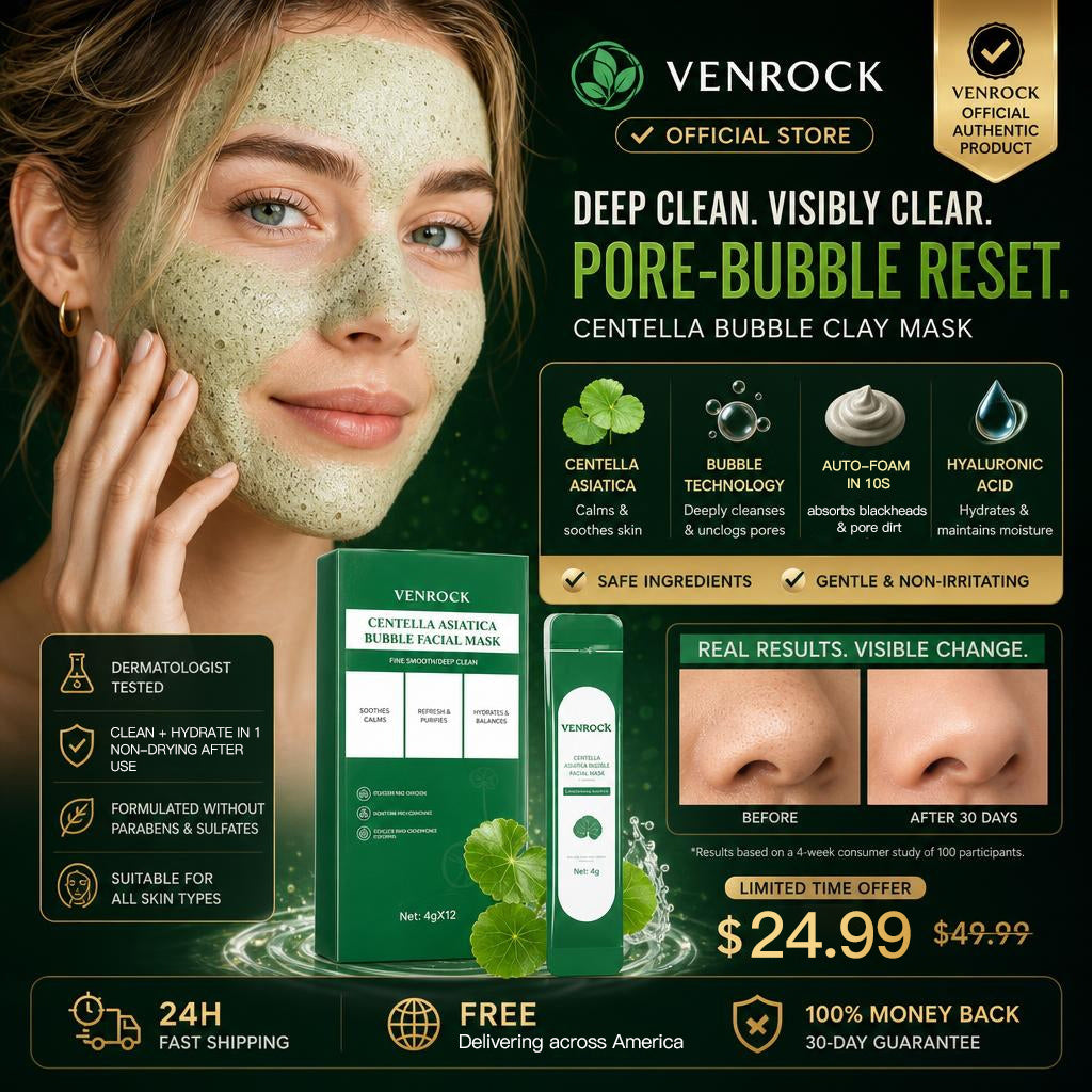 Venrock Centella foam facia Imask can remove black andcontrol oil,deeply clean facial dirt Outdoorfun Hydrate 1Box * 12 Pcs