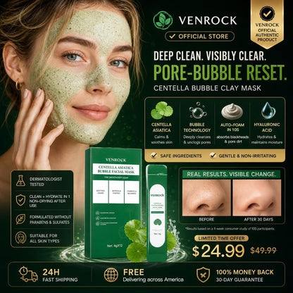 Venrock Centella foam facia Imask can remove black andcontrol oil,deeply clean facial dirt Outdoorfun Hydrate 1Box * 12 Pcs