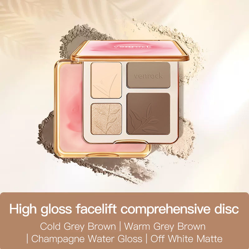 Four‑color Shimmering Contour Palette ✦ All‑in‑1 Contour Highlight Bronzer ✦ Silky Blendable Long‑Lasting Makeup Palette