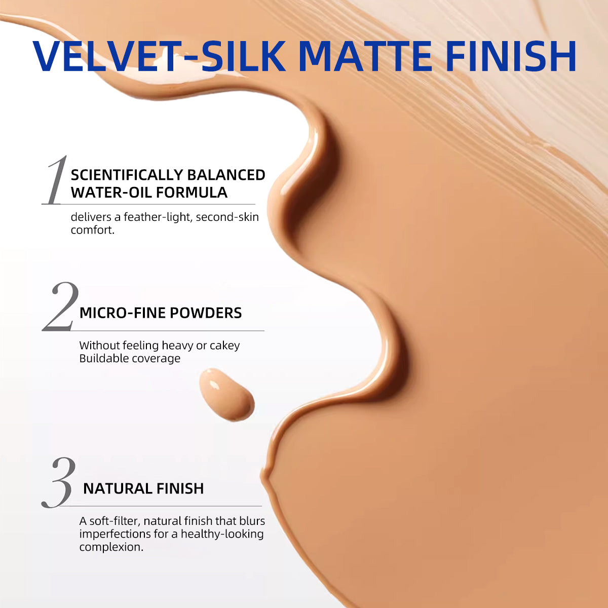 BEAUTNICE Long Wear Light Foundation - Flawless, Breathable Full Coverage Makeup (#01 & #02)