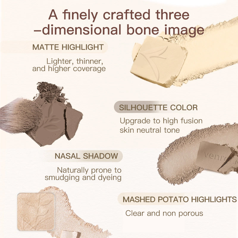Four‑color Shimmering Contour Palette ✦ All‑in‑1 Contour Highlight Bronzer ✦ Silky Blendable Long‑Lasting Makeup Palette