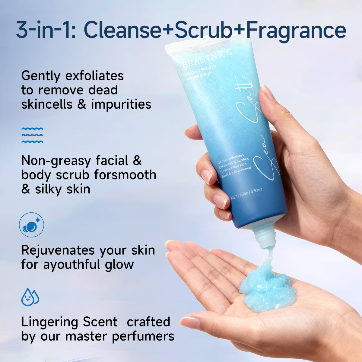 SEA SALT SMOOTH AROMA SCRUB ✦ Exfoliating Body Scrub ✦ Deep Cleansing & Skin Softening ✦ Gentle Moisturizing Bath Care