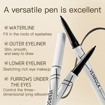 Stunning Slim Eyeliner - Night Black & Amber Brown, 0.1mm Ultra‑Fine Precise Liner, Leak‑Proof Longwear Eye Line