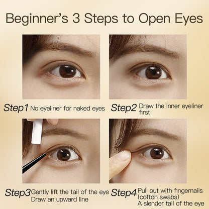 Stunning Slim Eyeliner - Night Black & Amber Brown, 0.1mm Ultra‑Fine Precise Liner, Leak‑Proof Longwear Eye Line