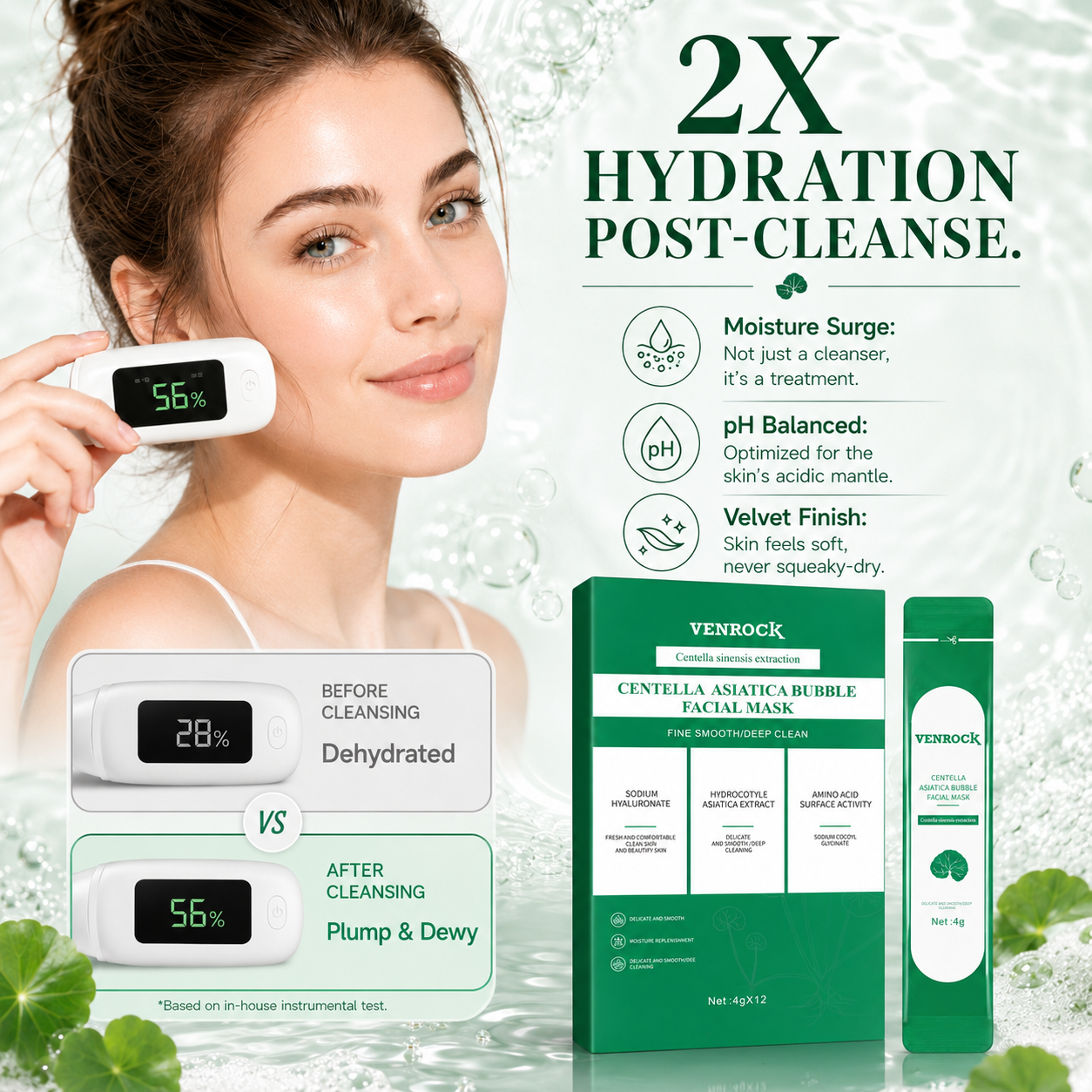 VENROCK CENTELLA ASIATICA BUBBLE FACIAL MASK - Oxygenating Deep Pore Cleanser & Soothing Sheet Mask