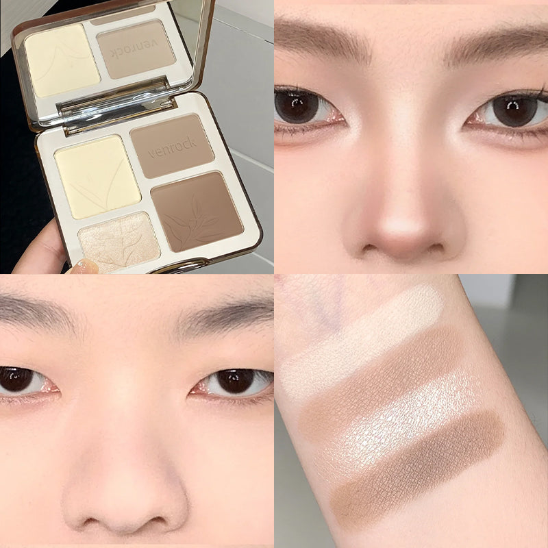 Four‑color Shimmering Contour Palette ✦ All‑in‑1 Contour Highlight Bronzer ✦ Silky Blendable Long‑Lasting Makeup Palette