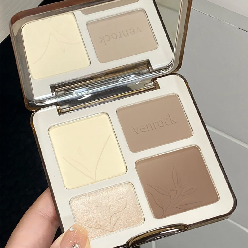 Four‑color Shimmering Contour Palette ✦ All‑in‑1 Contour Highlight Bronzer ✦ Silky Blendable Long‑Lasting Makeup Palette
