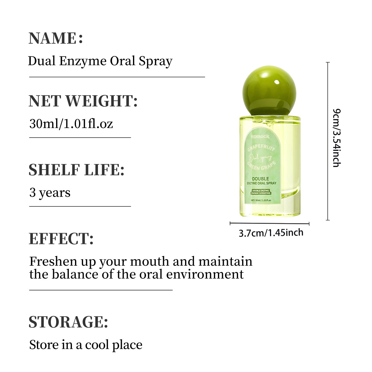 DOUBLE ENZYME ORAL SPRAY - Instant Fresh Breath & Oral Care Mist (Jasmine Dragon Well Tea / Grapefruit Green Grape)