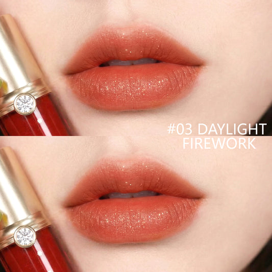 SHINING CRYSTAL VELVET LIP GLAZE ✦ 2 Shades (#03 Daylight Firework & #08 Crimson Nebula) ✦ Shiny Velvet Finish Long‑Lasting Lip Gloss