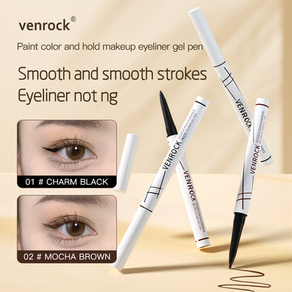 Stunning Slim Eyeliner - Night Black & Amber Brown, 0.1mm Ultra‑Fine Precise Liner, Leak‑Proof Longwear Eye Line