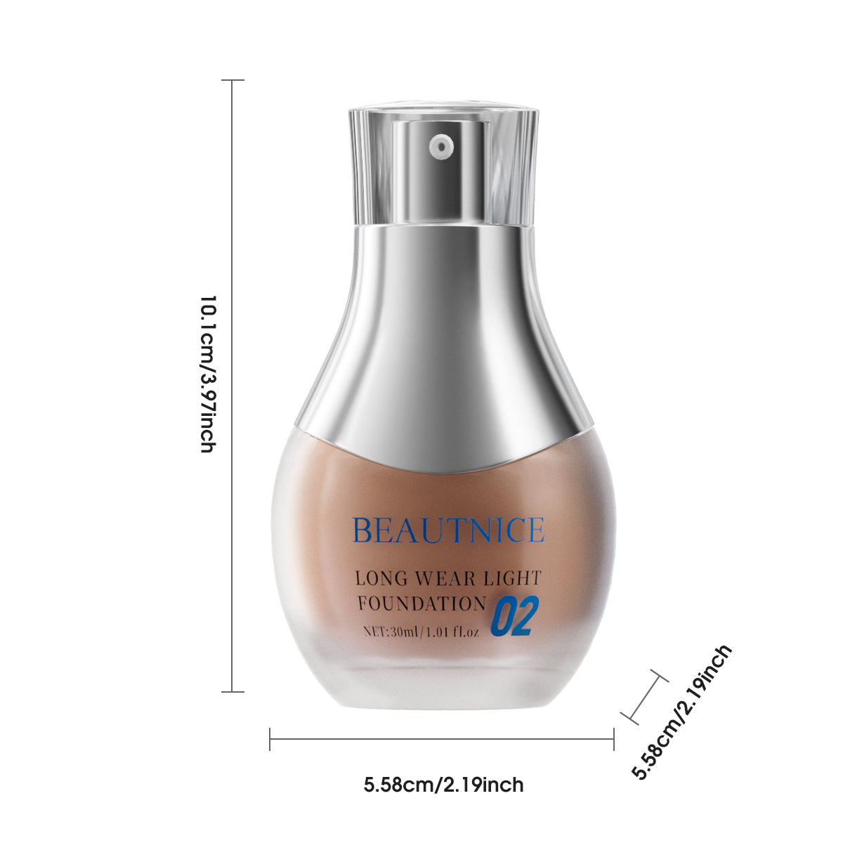 BEAUTNICE Long Wear Light Foundation - Flawless, Breathable Full Coverage Makeup (#01 & #02)