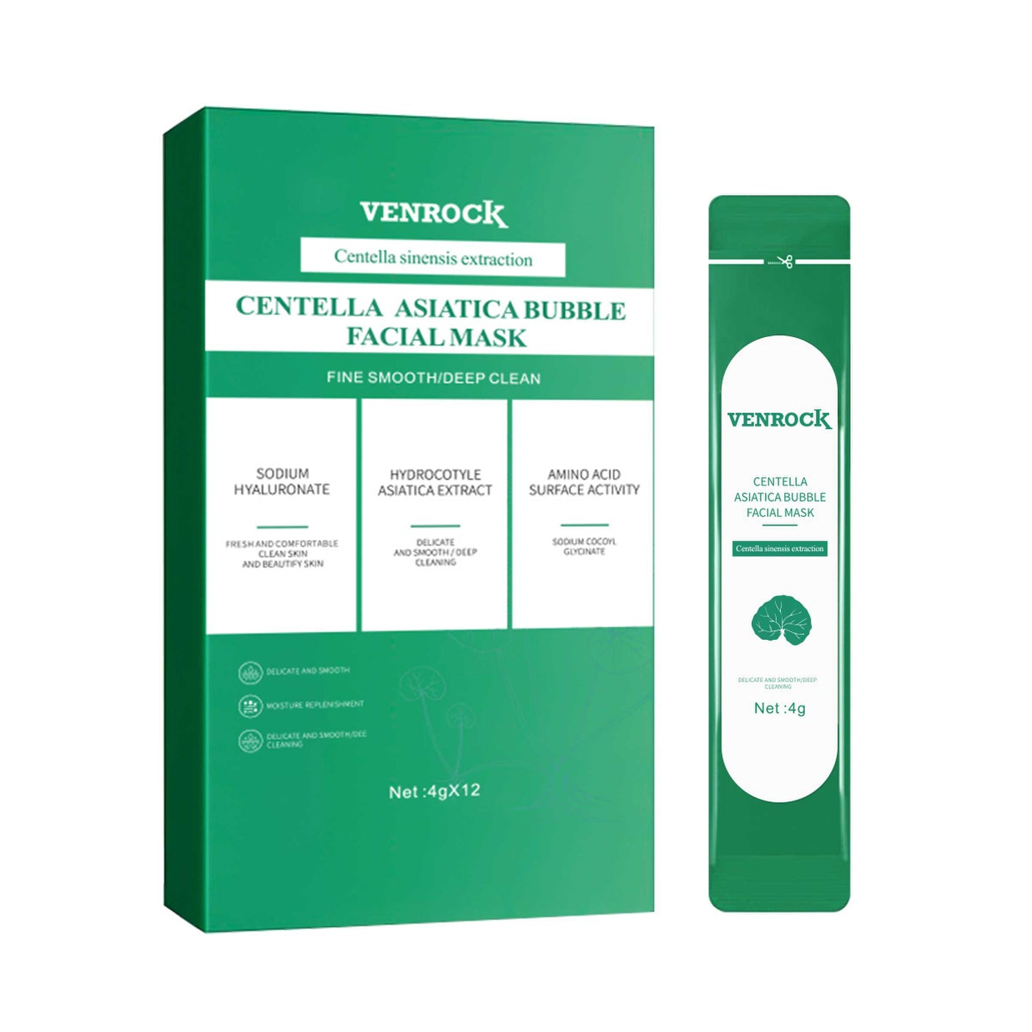 VENROCK CENTELLA ASIATICA BUBBLE FACIAL MASK - Oxygenating Deep Pore Cleanser & Soothing Sheet Mask
